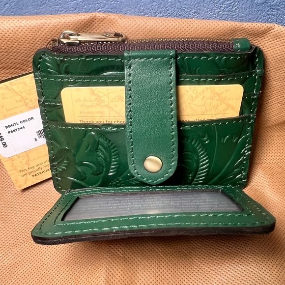 Patricia Nash Leather Wallet Multiple Card Slots Zippered Coin Pocket Green NWT - Picture 7 of 9